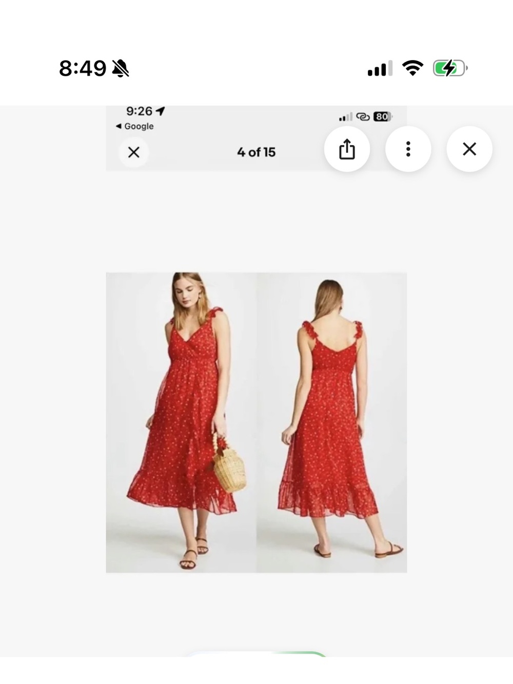Madewell Red Floral Ruffle-Strap Wrap Maxi Dress